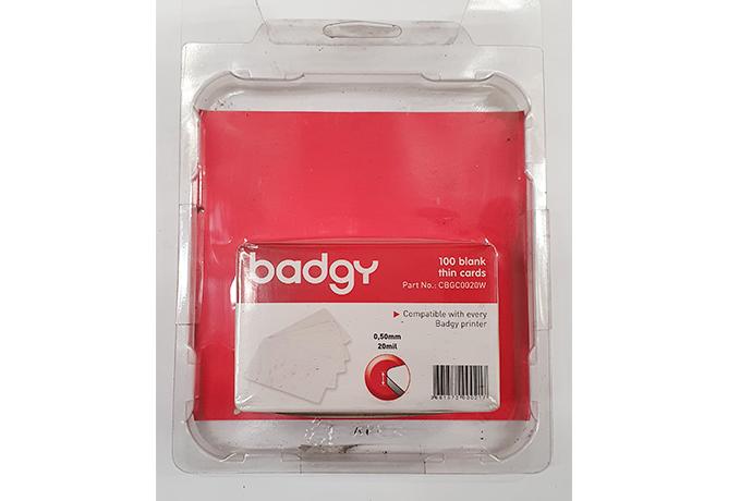 BADGYCARD 20MIL 0.5MM WHITE 100PKT