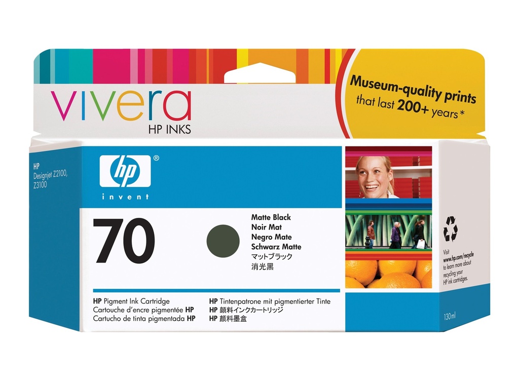 HP 70 VIVERA INK 130ML - MATT BLACK