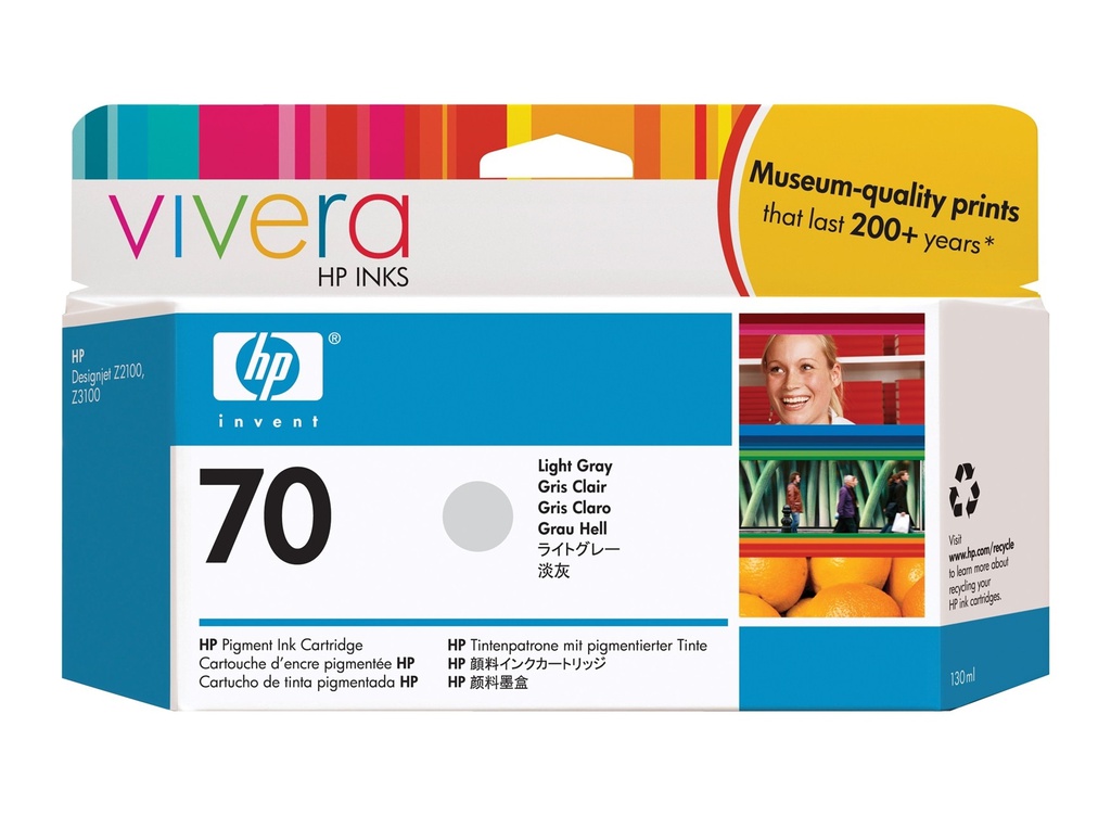 HP 70 VIVERA INK 130ML LIGHT GRAY