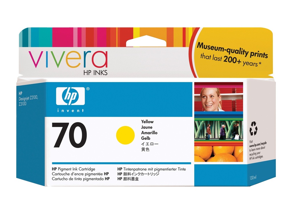 HP 70 VIVERA INK 130ML YELLOW