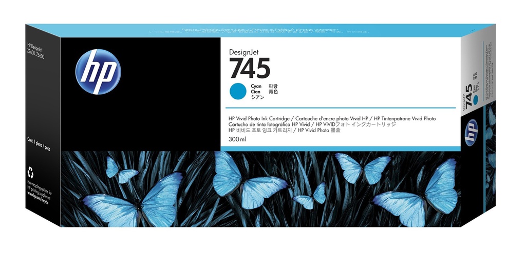 HP 745 300ML INK CYAN